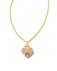Dira Stone Gold Short Pendant Necklace in Ivory Mix