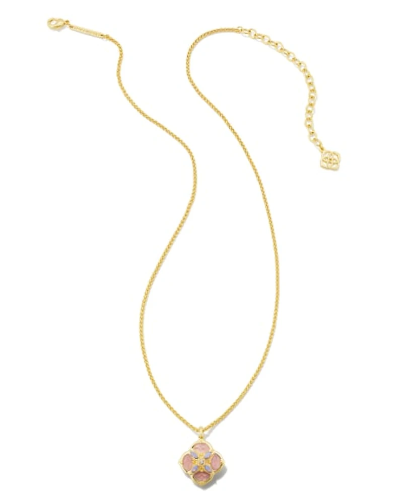 Dira Stone Gold Short Pendant Necklace in Ivory Mix