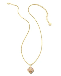 Dira Stone Gold Short Pendant Necklace in Ivory Mix