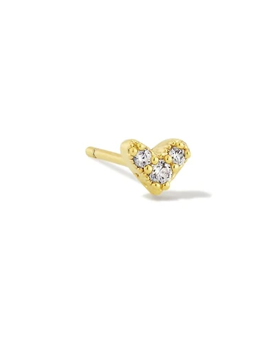 Haven Gold Crystal Heart Single Stud Earring in White CZ