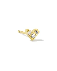 Haven Gold Crystal Heart Single Stud Earring in White CZ