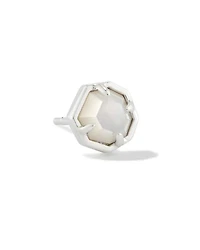 Nola Silver Single Stud Earring in Ivory Mother-of-Pearl