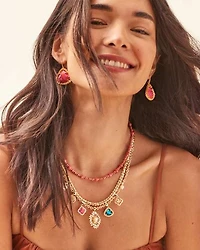 Brielle Convertible Gold Charm Necklace in Multi Mix