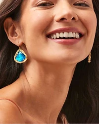 Framed Kendall Gold Large Drop Earrings Teal Abalone