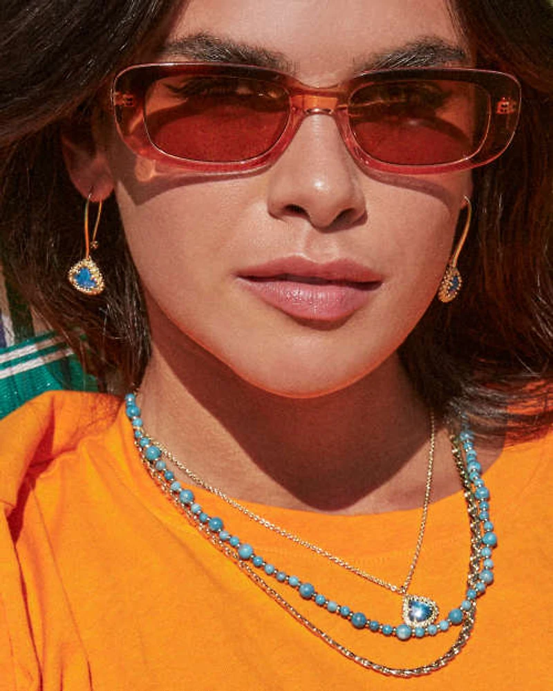 Framed Kendall Gold Wire Drop Earrings Bronze Veined Red and Fuchsia Magnesite