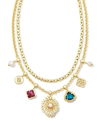 Brielle Convertible Gold Charm Necklace in Multi Mix