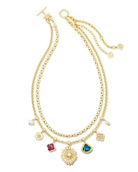 Brielle Convertible Gold Charm Necklace in Multi Mix