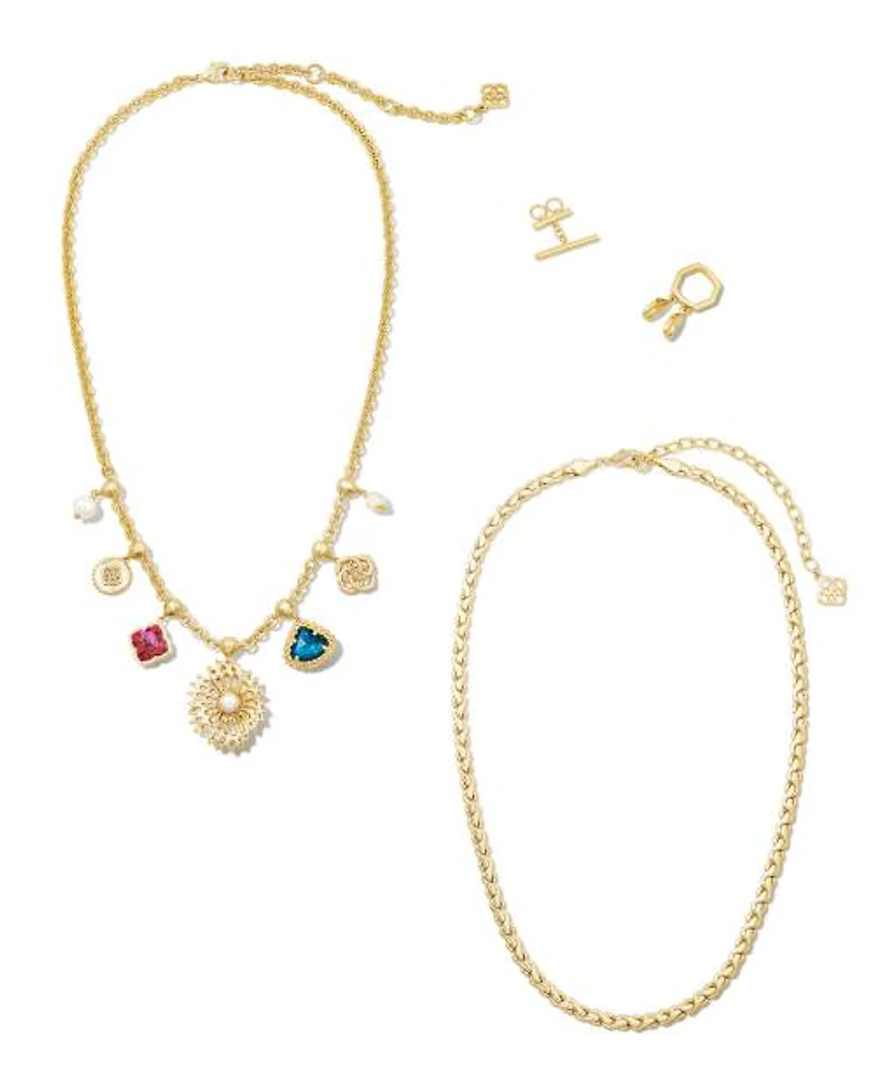 Brielle Convertible Gold Charm Necklace in Multi Mix