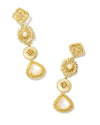 Brielle Gold Linear Drop Earrings in Ivory Mother-of-Pearl
