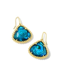 Framed Kendall Gold Large Drop Earrings Teal Abalone