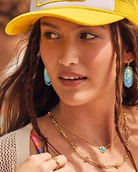 Susie Gold Short Pendant Necklace Hot Pink Lab Grown Opal