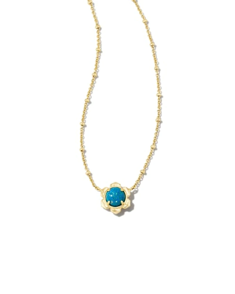 Susie Gold Short Pendant Necklace Hot Pink Lab Grown Opal