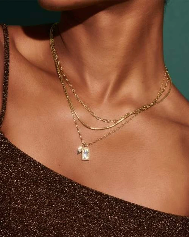 Kinsley Silver Multi Strand Necklace in Ivory Mother-of-Pearl