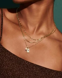 Kinsley Silver Multi Strand Necklace in Ivory Mother-of-Pearl