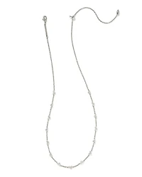 Haven Silver Crystal Heart Strand Necklace in White CZ