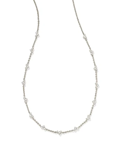 Haven Silver Crystal Heart Strand Necklace in White CZ
