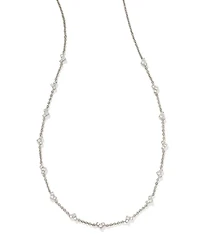 Haven Silver Crystal Heart Strand Necklace in White CZ