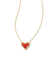 Ari Heart Gold Short Pendant Necklace Chartreuse Magnesite