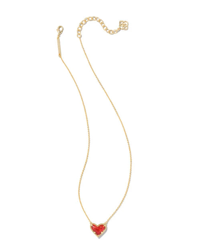 Ari Heart Gold Short Pendant Necklace Chartreuse Magnesite