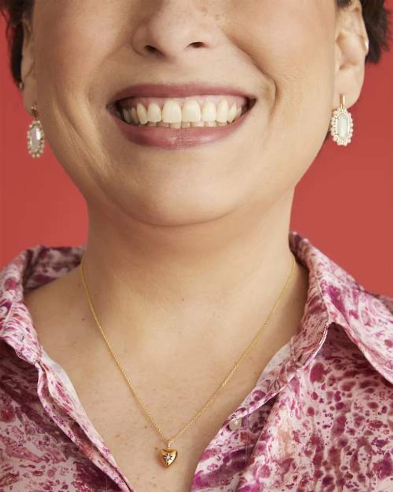 Heart 18k Yellow Gold Vermeil Charm White Sapphire