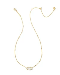 Framed Silver Elisa Pendant Necklace in White Iridescent Glitter Glass