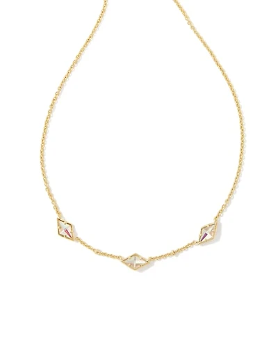 Greta Gold Strand Necklace in Blush Dichroic Glass