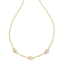 Greta Gold Strand Necklace in Blush Dichroic Glass