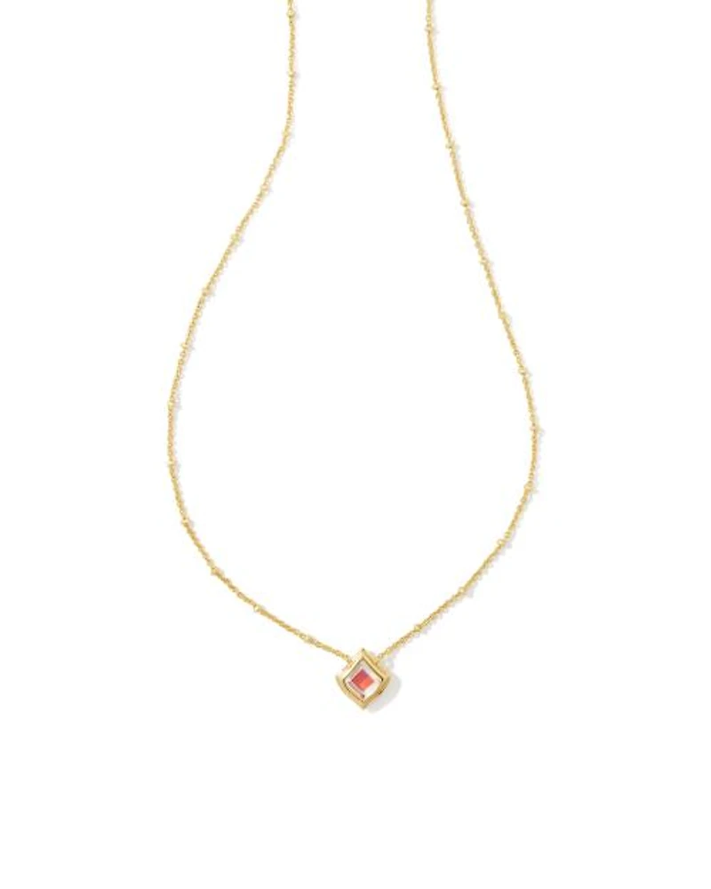 Kacey Gold Short Pendant Necklace Emerald Cat's Eye