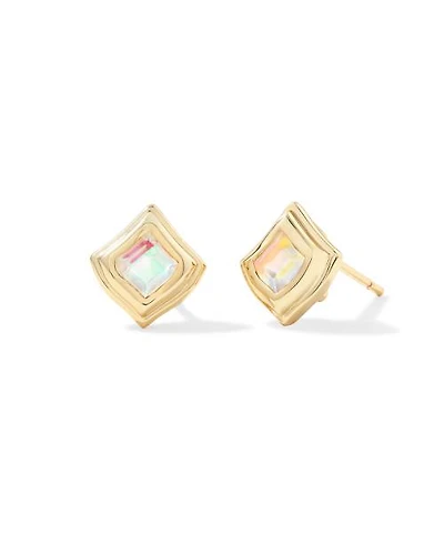 Kacey Gold Stud Earrings Pink Cat's Eye