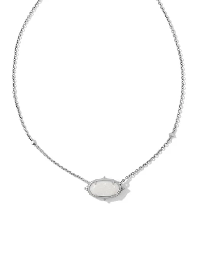 Baroque Elisa Vintage Silver Pendant Necklace in Iridescent Drusy