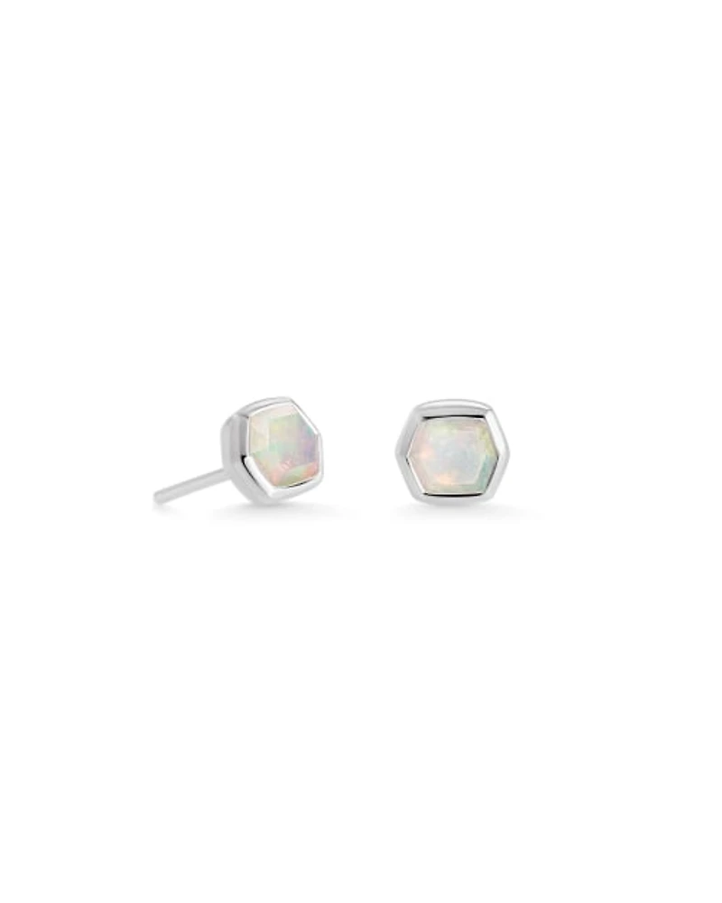 Davie 18k Gold Vermeil Stud Earrings White Opal