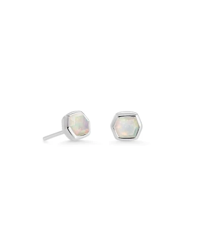 Davie 18k Gold Vermeil Stud Earrings White Opal