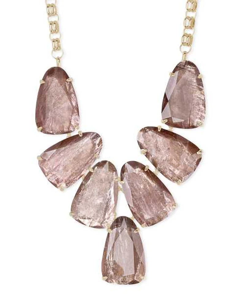 Harlow Gold Statement Necklace in Matte Galaxy Glass