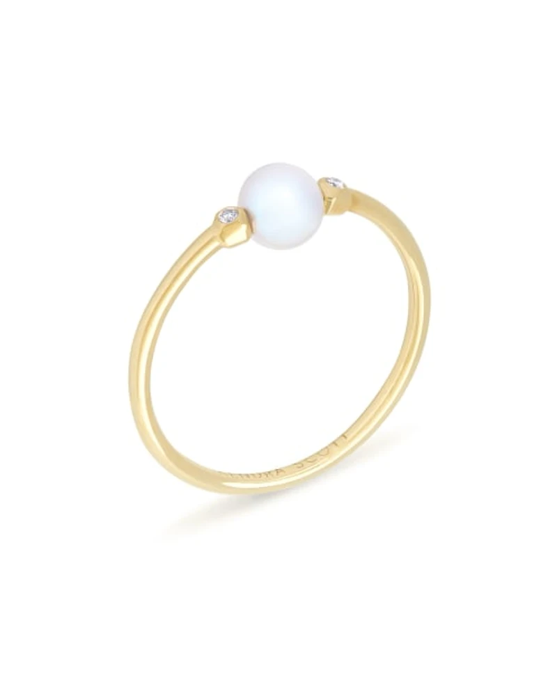 Cathleen 14k Yellow Gold Band Ring Pearl