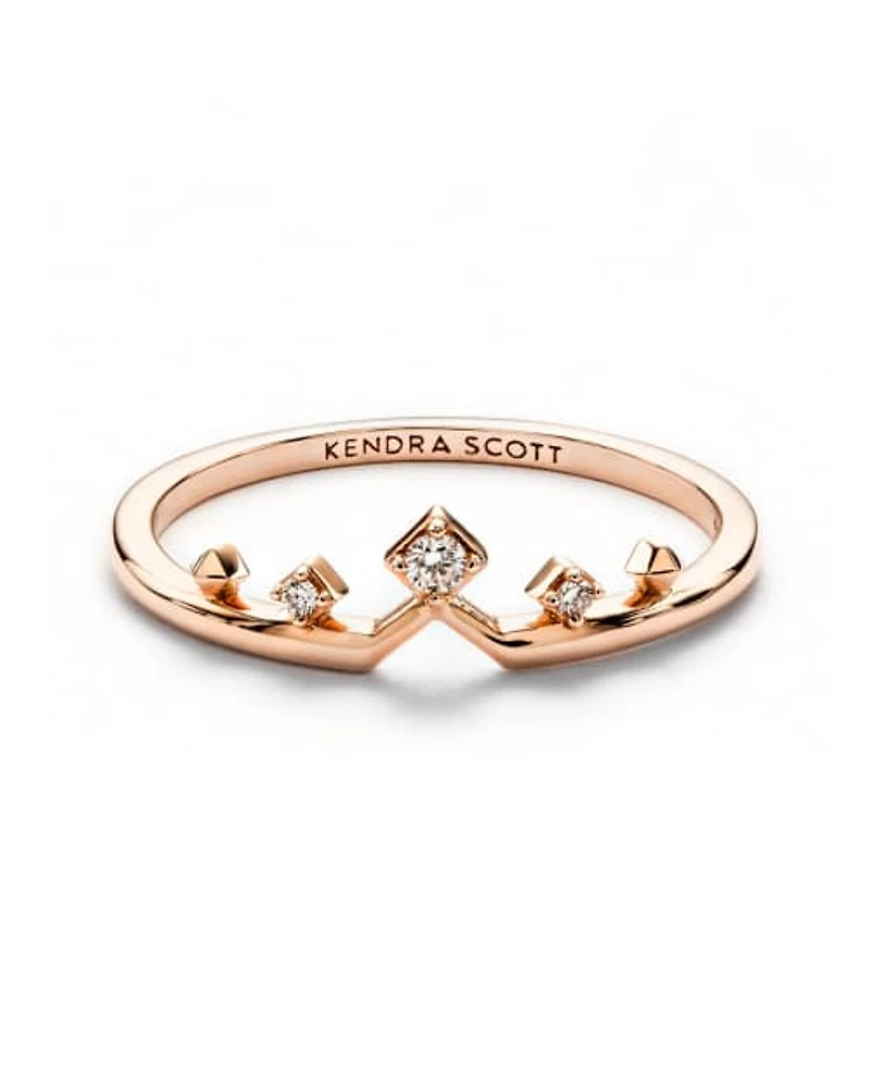 Michelle 14k Rose Gold Band Ring White Diamond