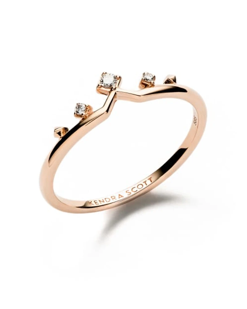 Michelle 14k Rose Gold Band Ring White Diamond