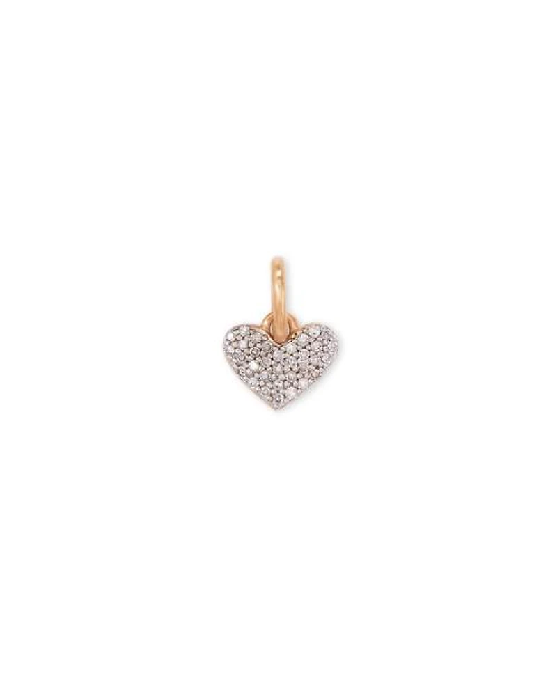 Ari 18k Rose Gold Vermeil Pave Heart Charm in White Diamond