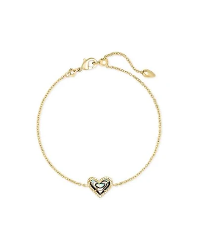 Ari Heart Gold Chain Bracelet Iridescent Drusy