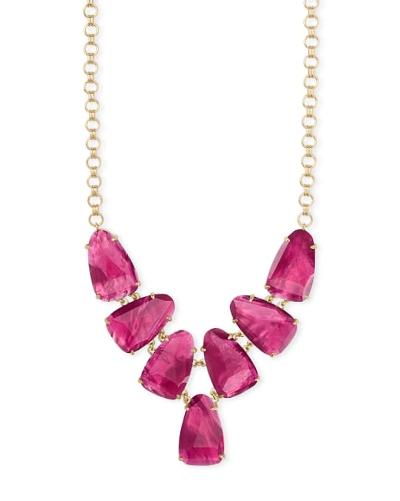 Harlie Gold Statement Necklace in Berry Illusion
