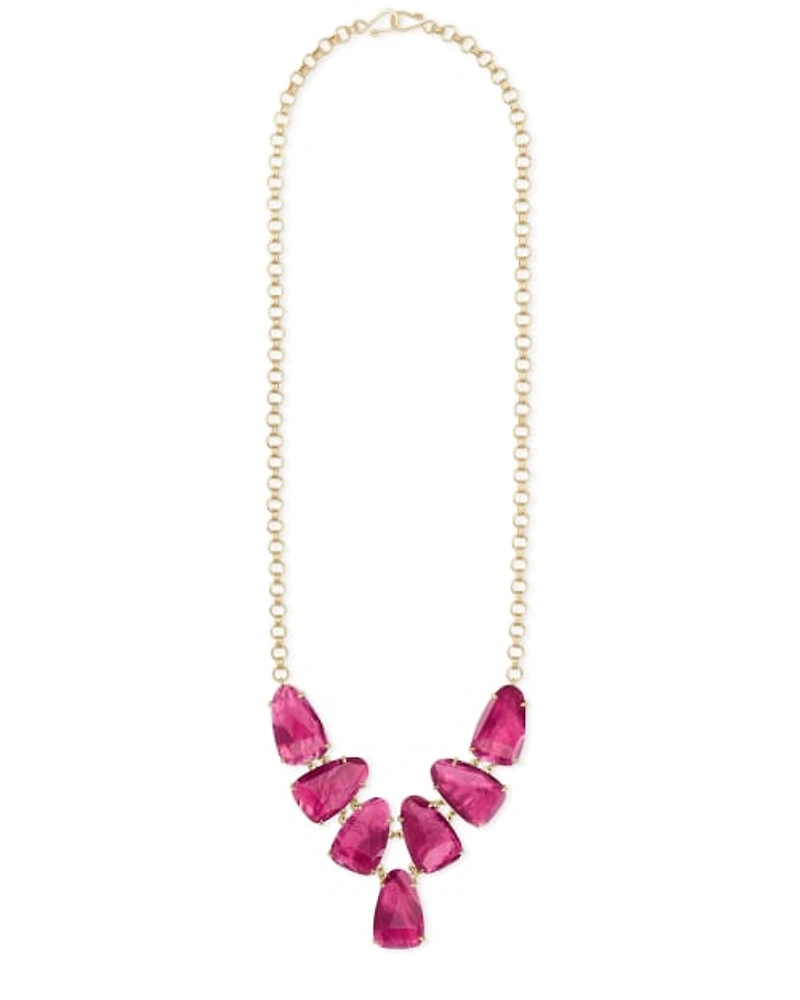 Harlie Gold Statement Necklace in Berry Illusion