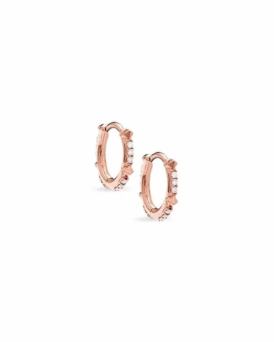 0.12 ct Jett 14k Rose Gold Huggie Earrings White Diamond