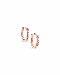 0.12 ct Jett 14k Rose Gold Huggie Earrings White Diamond