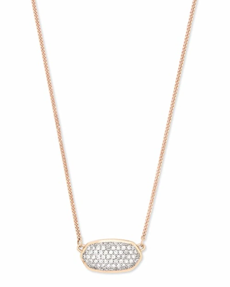 Elisa Pendant Necklace in Pave Diamond and 14k Rose Gold
