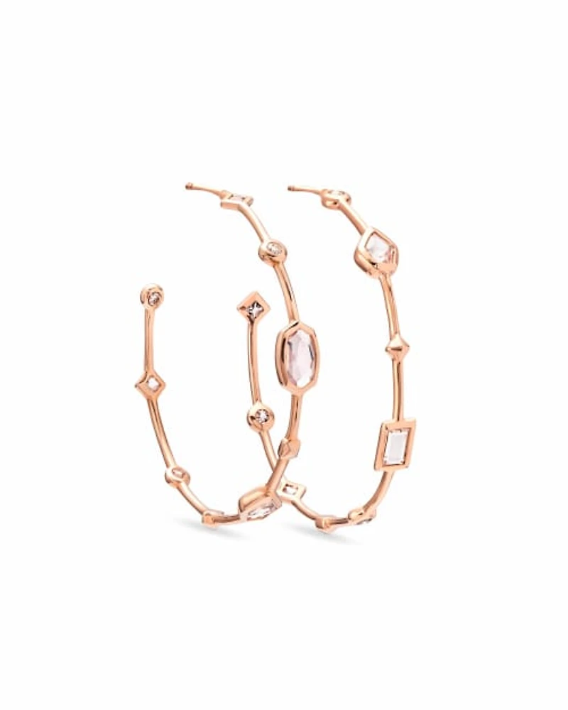 Mei 14k Rose Gold Hoop Earrings Neutral Gemstone Mix