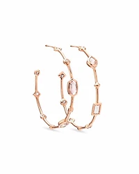 Mei 14k Rose Gold Hoop Earrings Neutral Gemstone Mix