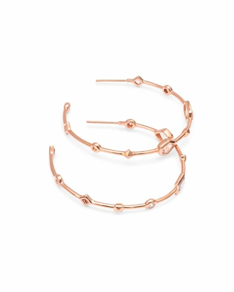 Mei 14k Rose Gold Hoop Earrings Neutral Gemstone Mix