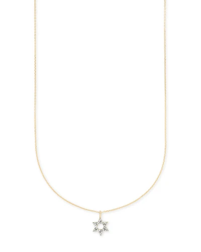 Star Of David 14k Pendant Necklace White Diamonds