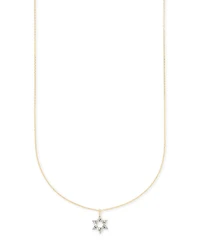Star Of David 14k Pendant Necklace White Diamonds