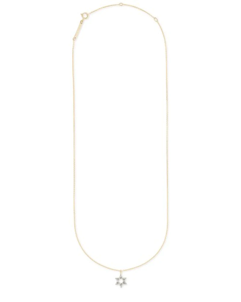 Star Of David 14k Pendant Necklace White Diamonds