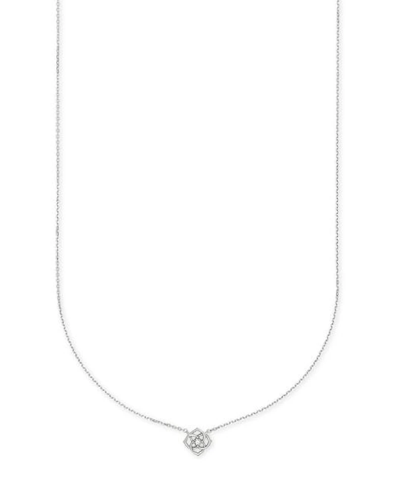 Fleur 14k White Gold Pendant Necklace in White Diamond